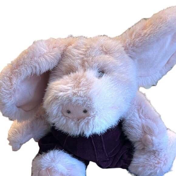 Vtg BOYDS BEARS "Primrose Pig" Purple Overalls Jointed Collectible Plush 10" T - Picture 3 of 16